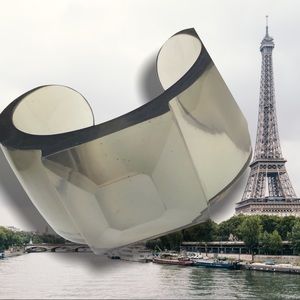 JAMIN PUECH LUCITE CUFF Bracelet PARIS.  SIGNED and in original box!